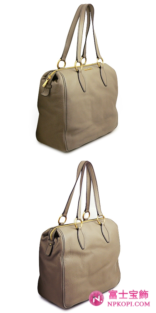 MIUMIU バッグ ショルダートートバッグ レディース レザー グレイッシュベージュ（RR1787 VITELLO CARIBU ARGILLA）
